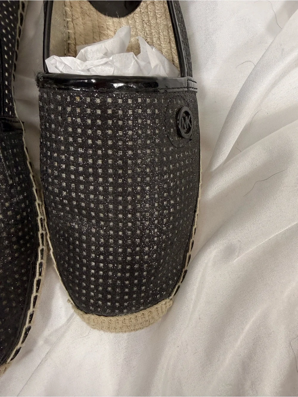 Michael Kors Kendrick Black Woven flat Espadrille Slip-Ons size 7 1/2